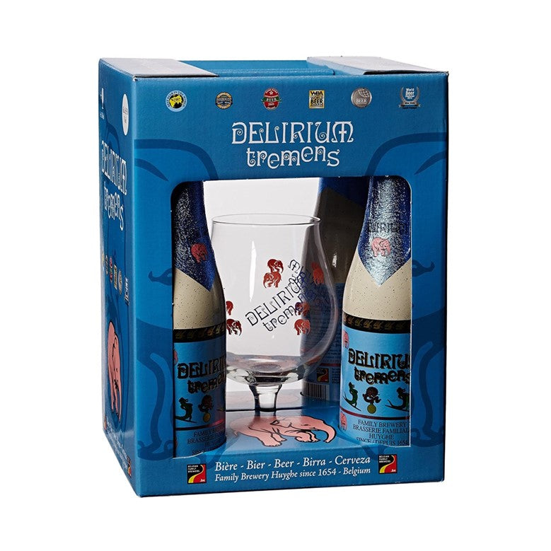 Delirium Tremens Belgian Beer Gift Set - Tasting Glass &  4 x330ml Bottles